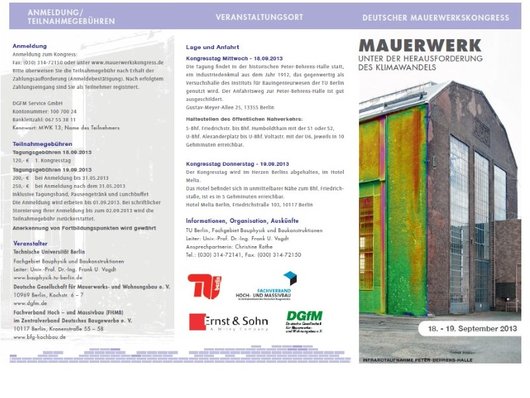Programm Mauerwerkskongress 2013